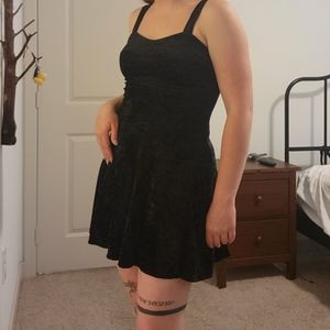 Black velvet mini dress